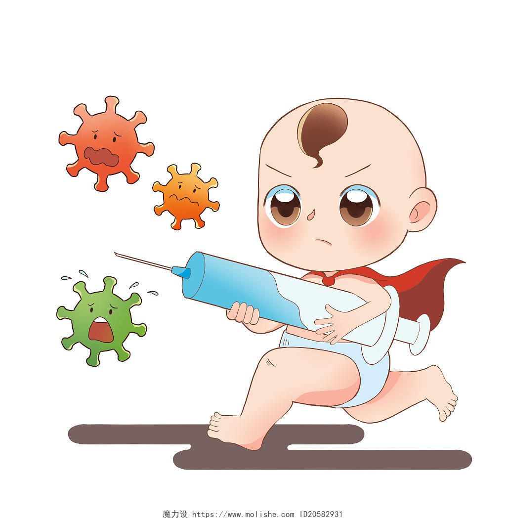 卡通婴儿疫苗插画元素全国儿童预防接种日